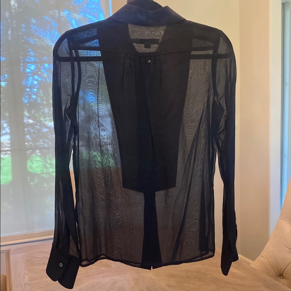See By Chloe Navy Sheer Long Sleeve Top - Picture 2 of 6